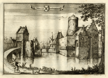 135373 Gezicht op het omgrachte kasteel Loenersloot uit het zuidwesten, met links het poortgebouw, de toegang tot de ...